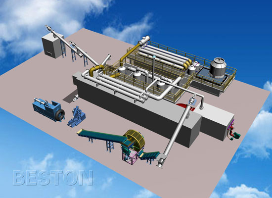 Continuous Tyre Pyrolysis Plant 3D